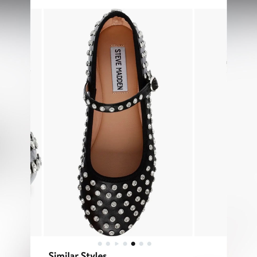 Steve Madden Black Rhinestone Mary Jane Ballet Flats size 7.5 US  NEW